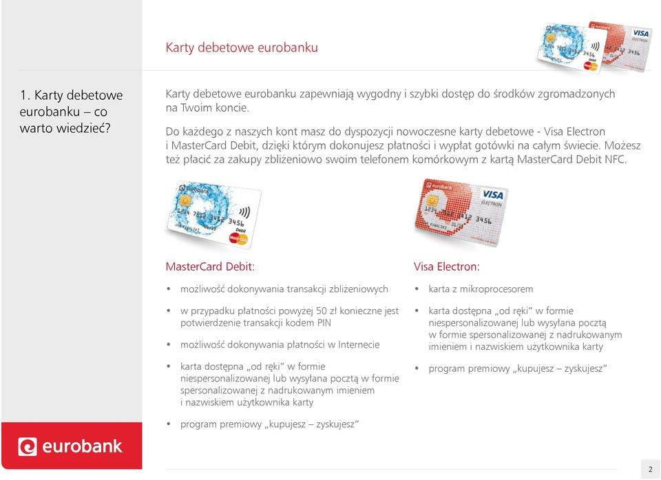 Możesz też płacić za zakupy zbliżeniowo swoim telefonem komórkowym z kartą MasterCard Debit NFC.