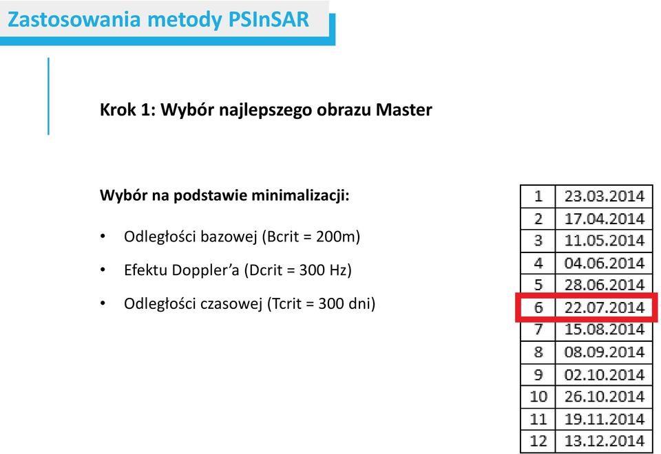bazowej (Bcrit = 200m) Efektu Doppler a