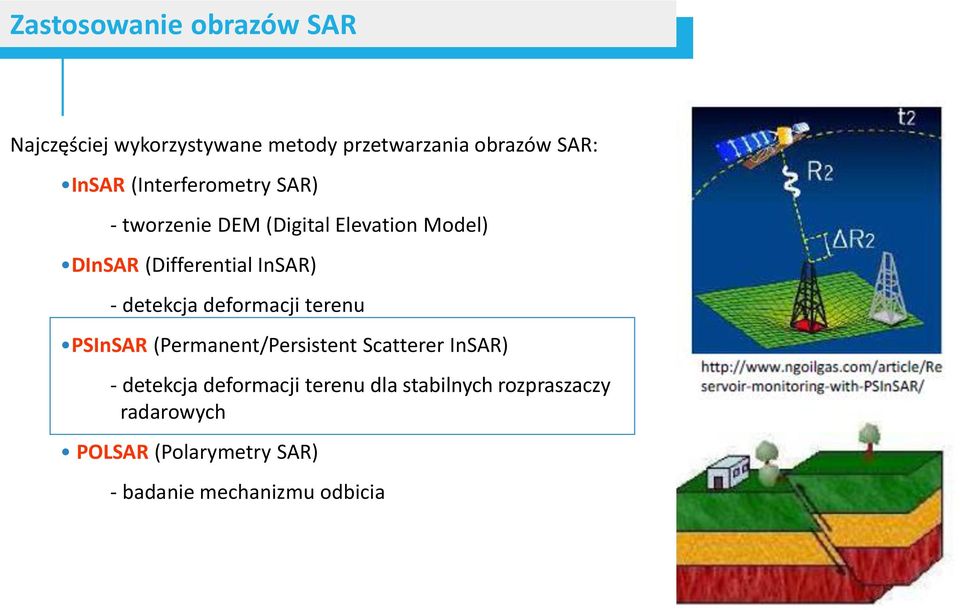 detekcja deformacji terenu PSInSAR (Permanent/Persistent Scatterer InSAR) - detekcja