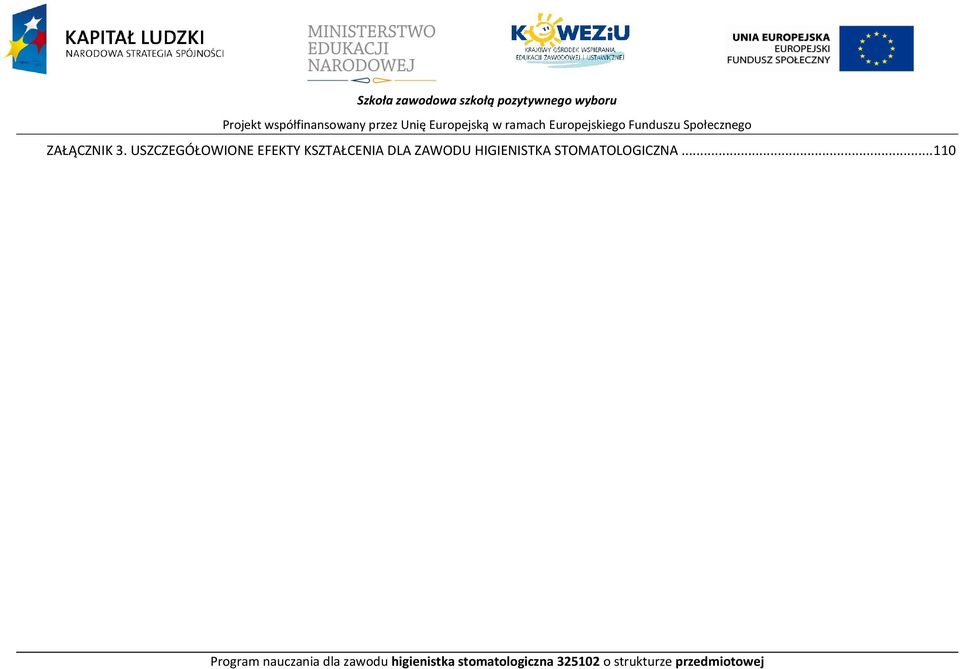USZZEGÓŁOWIONE EFEKTY KSZTAŁENIA DLA ZAWODU HIGIENISTKA