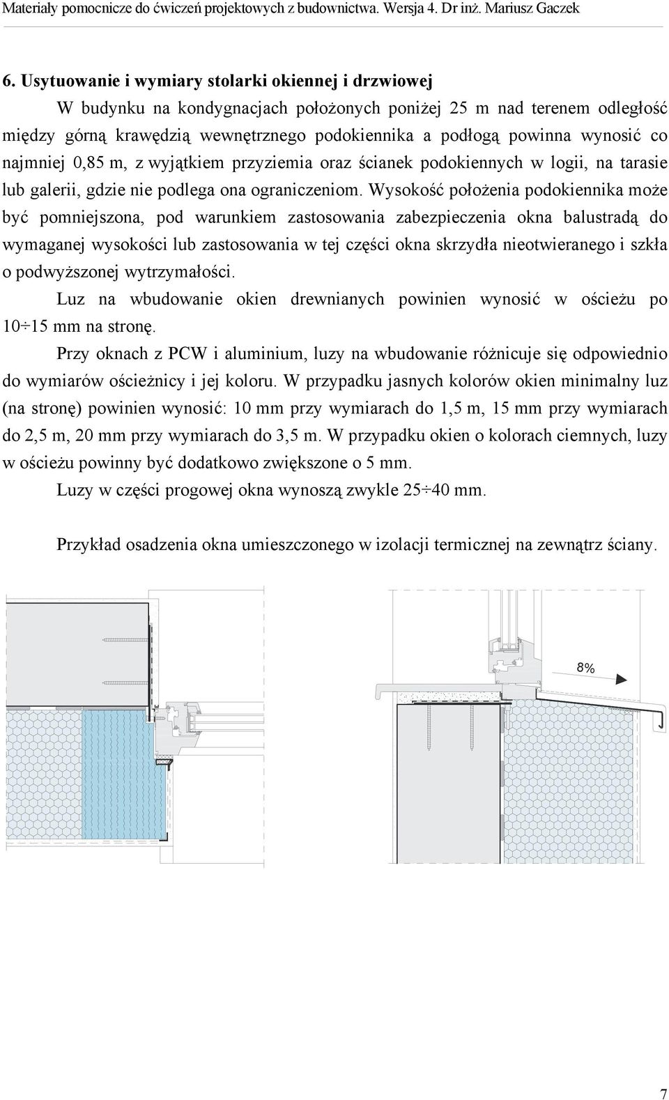 Wysokość położenia podokiennika może być pomniejszona, pod warunkiem zastosowania zabezpieczenia okna balustradą do wymaganej wysokości lub zastosowania w tej części okna skrzydła nieotwieranego i