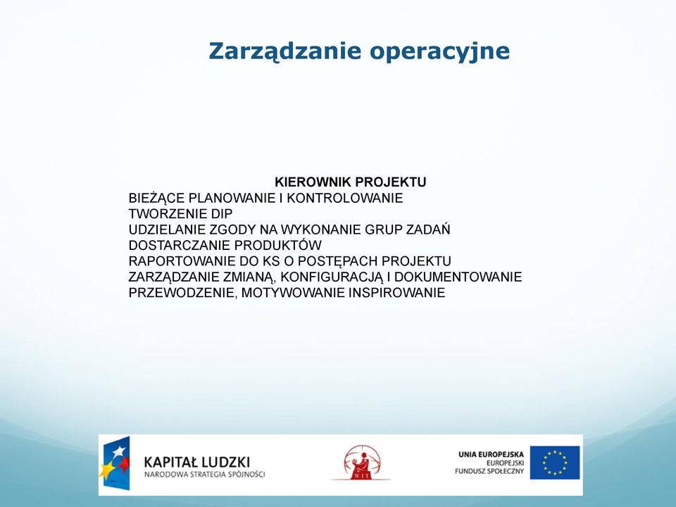 DOSTARCZANIE PRODUKTÓW RAPORTOWANIE DO KS O POSTĘPACH PROJEKTU