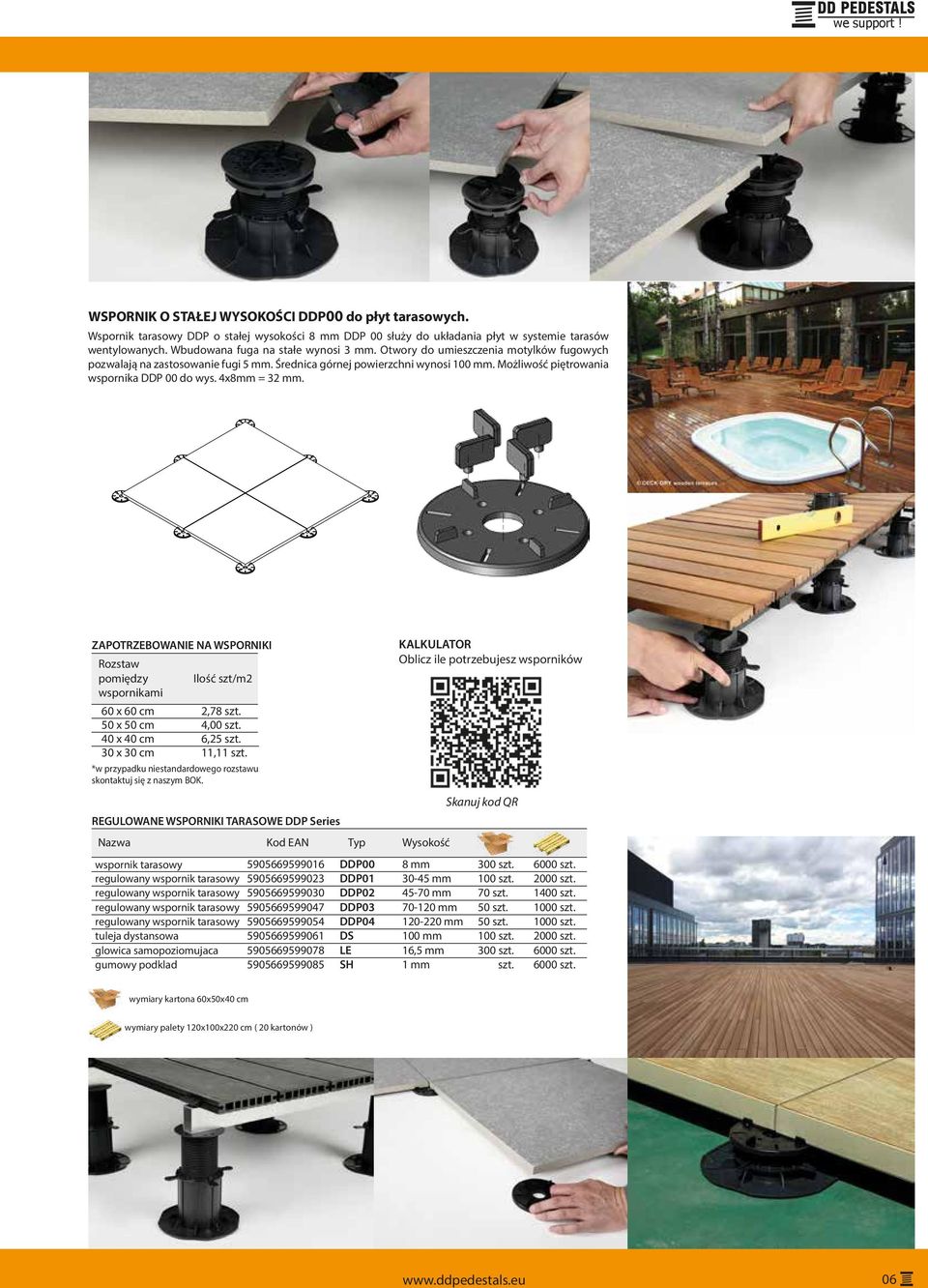 4x8mm = 32 mm. ZAPOTRZEBOWANIE NA WSPORNIKI Rozstaw pomiędzy Ilość szt/m2 wspornikami 60 x 60 cm 50 x 50 cm 40 x 40 cm 30 x 30 cm 2,78 szt. 4,00 szt. 6,25 szt. 11,11 szt.