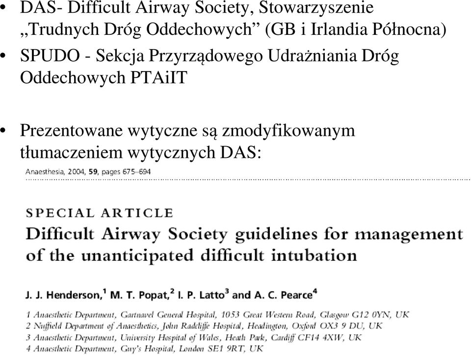 Przyrządowego Udrażniania Dróg Oddechowych PTAiIT