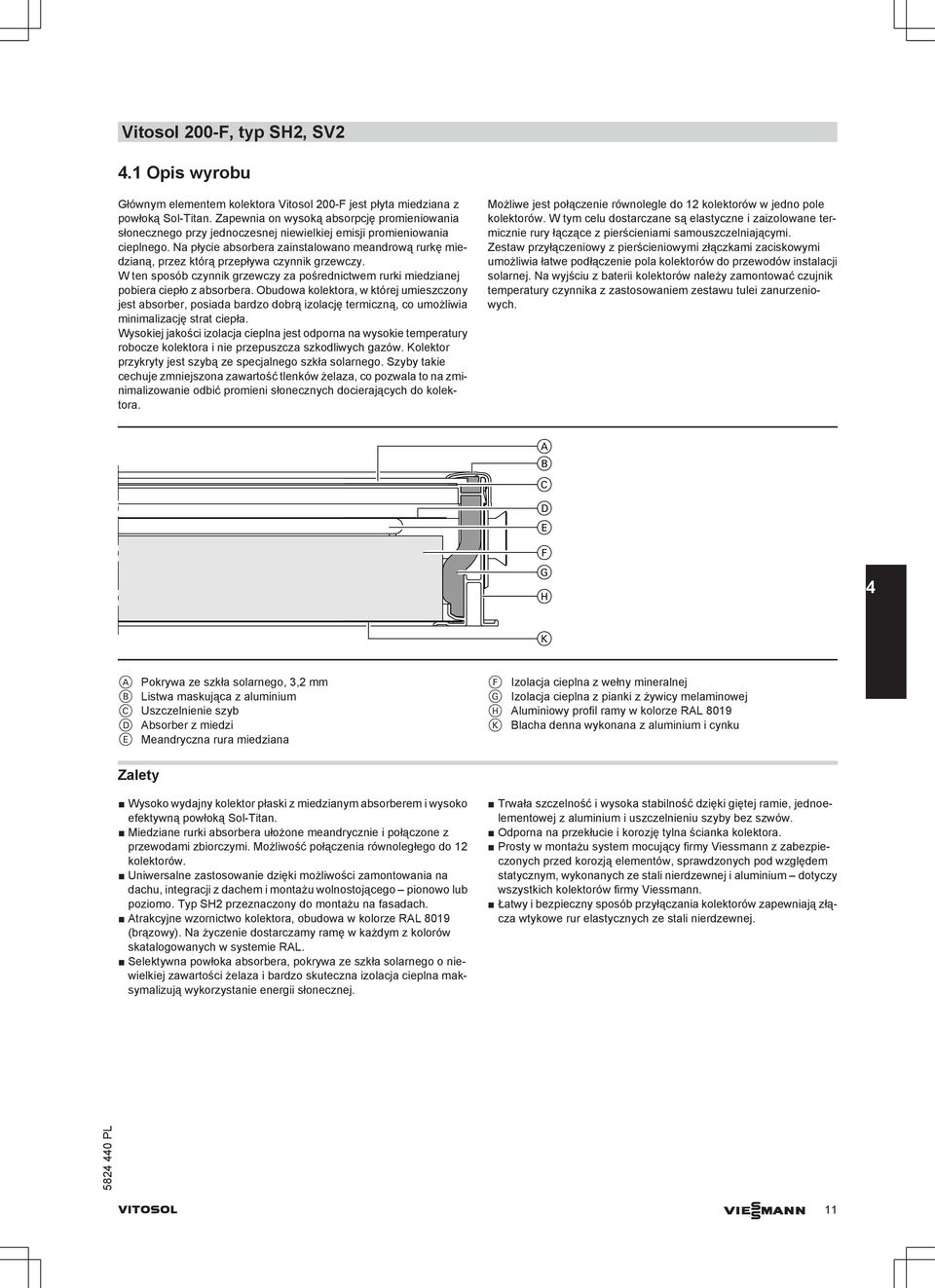 Na płycie absorbera zainstalowano meandrową rurkę miedzianą, przez którą przepływa czynnik grzewczy. W ten sposób czynnik grzewczy za pośrednictwem rurki miedzianej pobiera ciepło z absorbera.