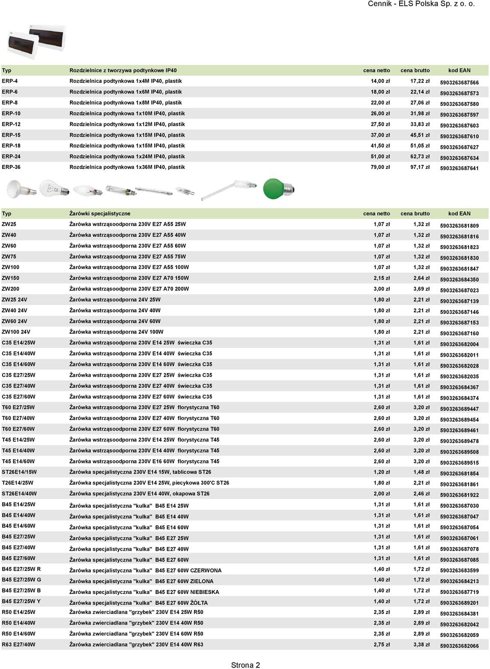 5903263687597 ERP-12 Rozdzielnica podtynkowa 1x12M IP40, plastik 27,50 zł 33,83 zł 5903263687603 ERP-15 Rozdzielnica podtynkowa 1x15M IP40, plastik 37,00 zł 45,51 zł 5903263687610 ERP-18 Rozdzielnica