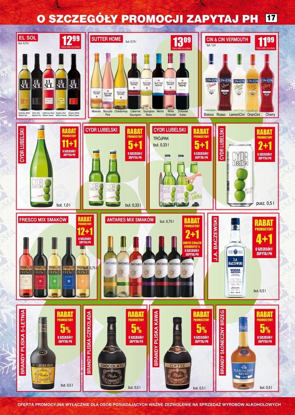 Sauvignon Blanc Merlot White Zinfandel Zinfandel Sutter Bianco Rosso LemonCini OranCini Cherry CYDR LUBELSKI 11+1 ZA CYDR LUBELSKI 5+1 ZA CYDR LUBELSKI TRÓJPAK but.