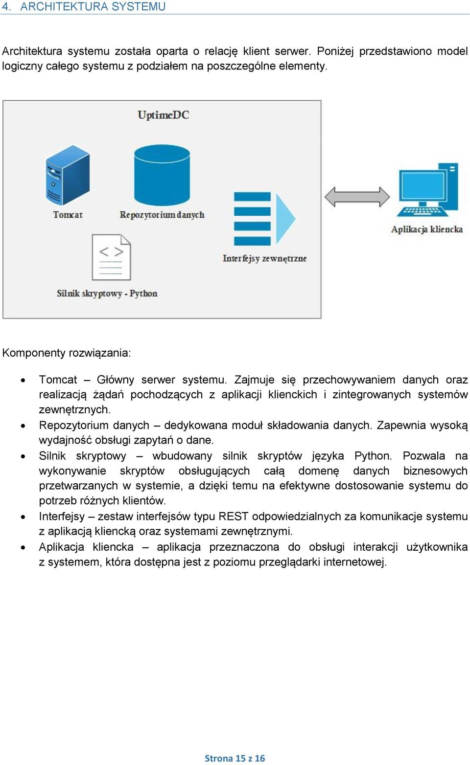 Repozytorium danych dedykowana moduł składowania danych. Zapewnia wysoką wydajność obsługi zapytań o dane. Silnik skryptowy wbudowany silnik skryptów języka Python.