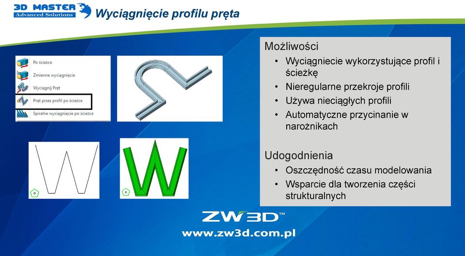nieciągłych profili Automatyczne przycinanie w narożnikach