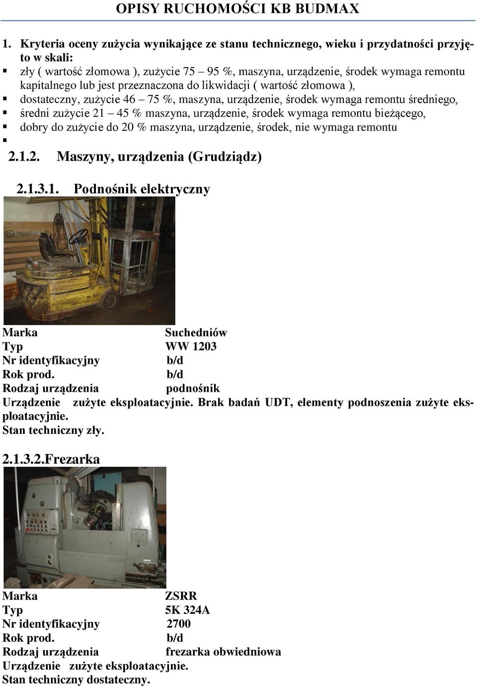 kapitalnego lub jest przeznaczona do likwidacji ( wartość złomowa ), dostateczny, zużycie 46 75 %, maszyna, urządzenie, środek wymaga remontu średniego, średni zużycie 21 45 % maszyna,