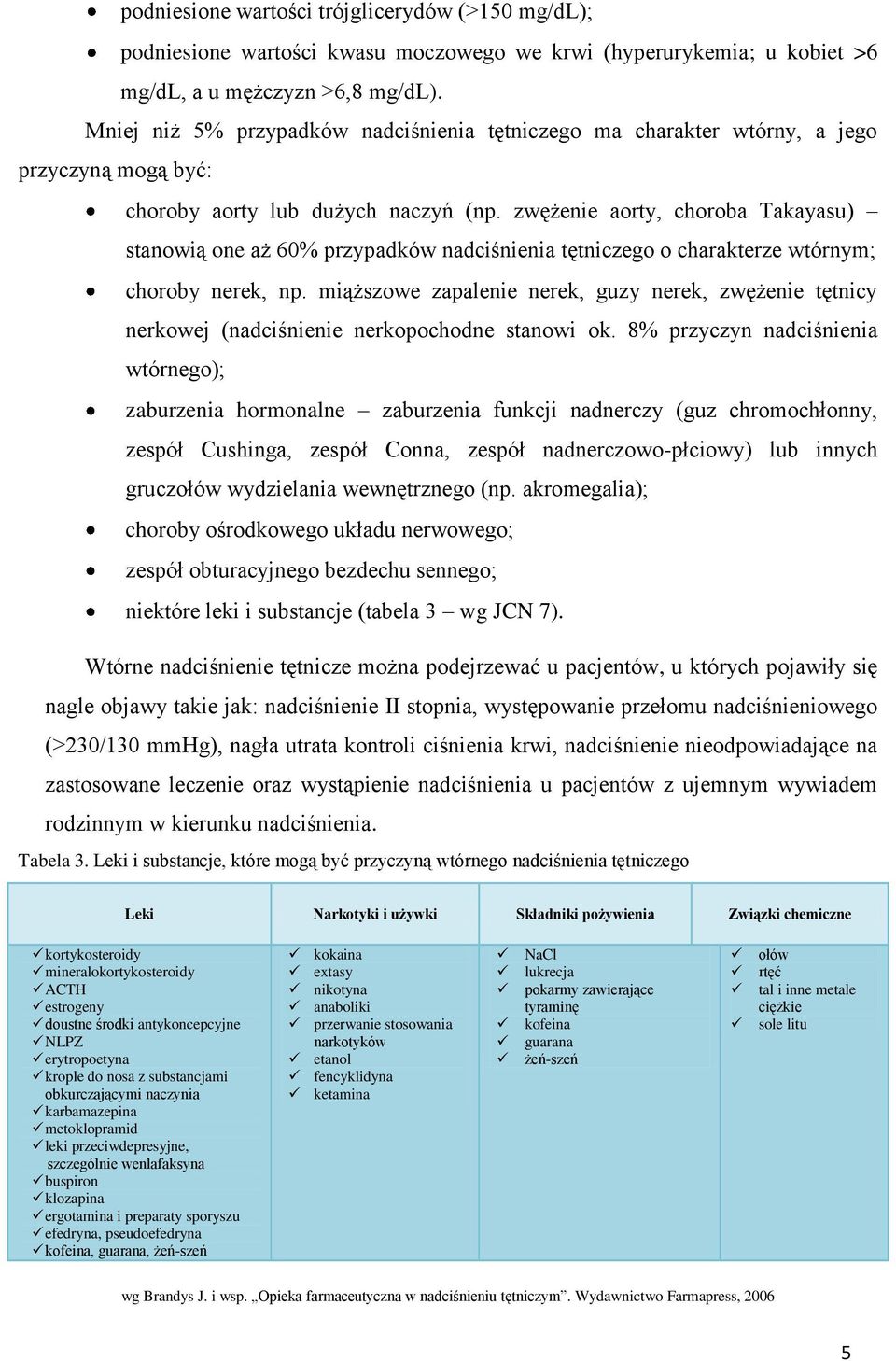 zwężenie aorty, choroba Takayasu) stanowią one aż 60% przypadków nadciśnienia tętniczego o charakterze wtórnym; choroby nerek, np.