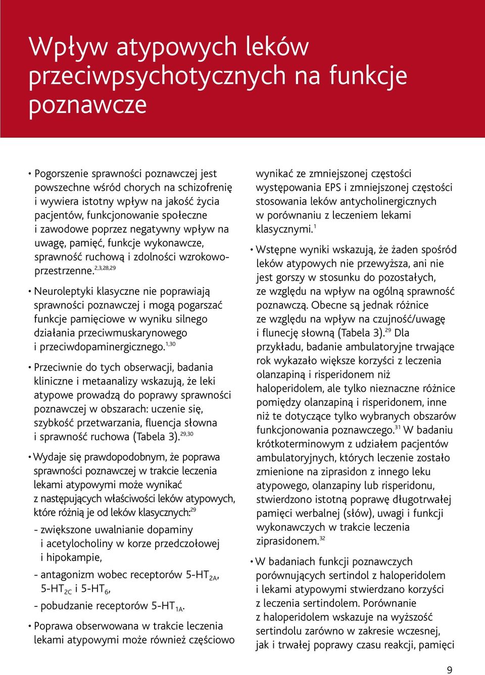 2,3,28,29 Neuroleptyki klasyczne nie poprawiają sprawności poznawczej i mogą pogarszać funkcje pamięciowe w wyniku silnego działania przeciwmuskarynowego i przeciwdopaminergicznego.