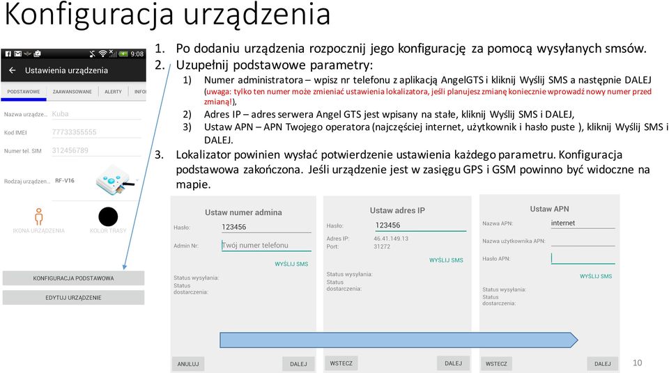 lokalizatora, jeśli planujesz zmianę koniecznie wprowadź nowy numer przed zmianą!