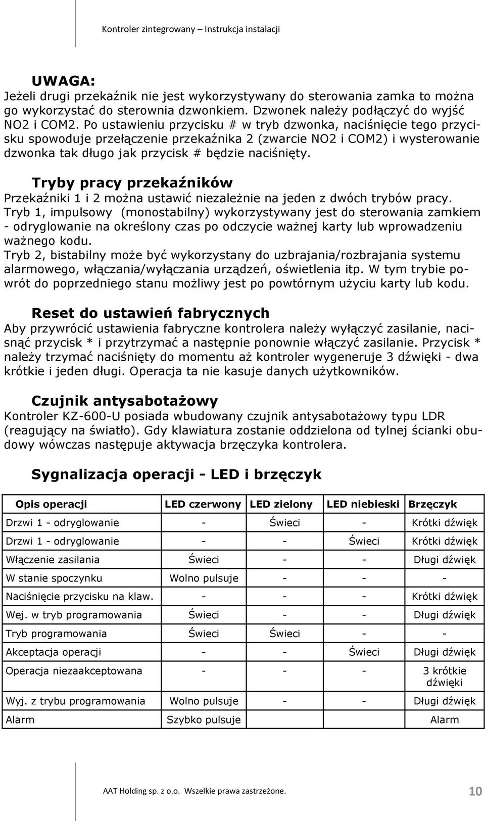 Tryby pracy przekaźników Przekaźniki 1 i 2 można ustawić niezależnie na jeden z dwóch trybów pracy.