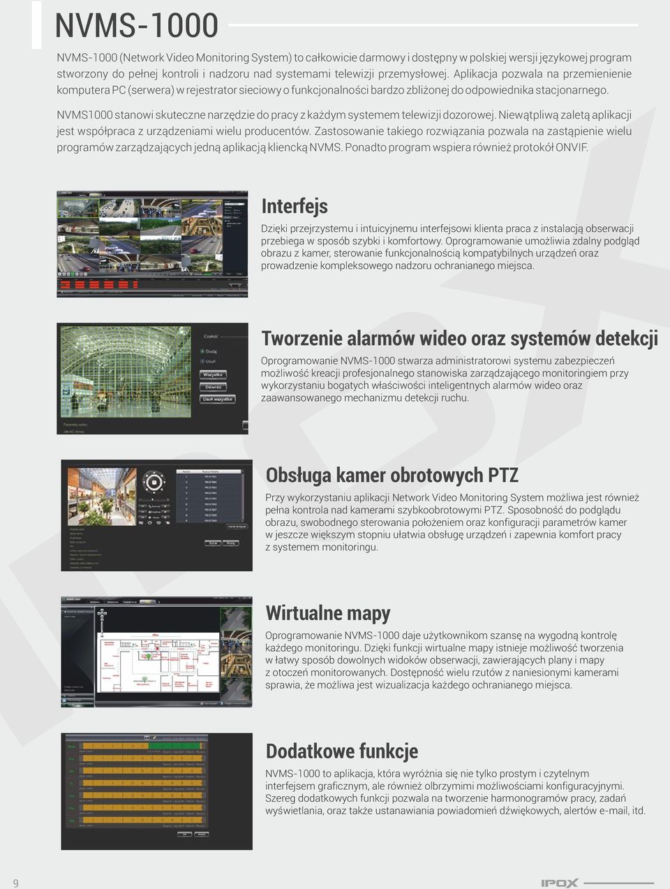 NVMS1000 stanowi skuteczne narzędzie do pracy z każdym systemem telewizji dozorowej. Niewątpliwą zaletą aplikacji jest współpraca z urządzeniami wielu producentów.