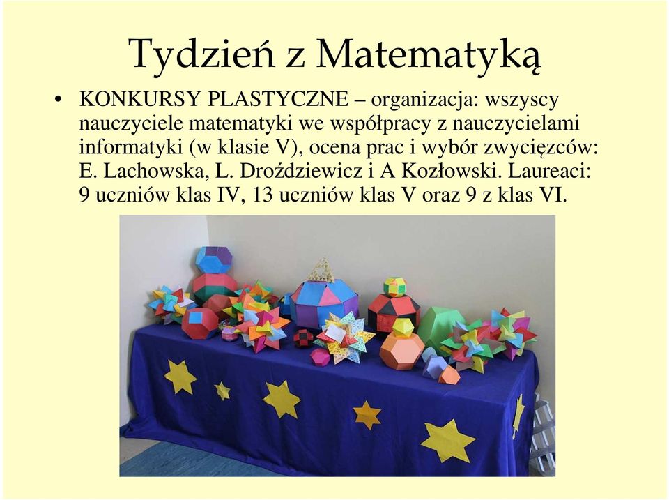 klasie V), ocena prac i wybór zwycięzców: E. Lachowska, L.