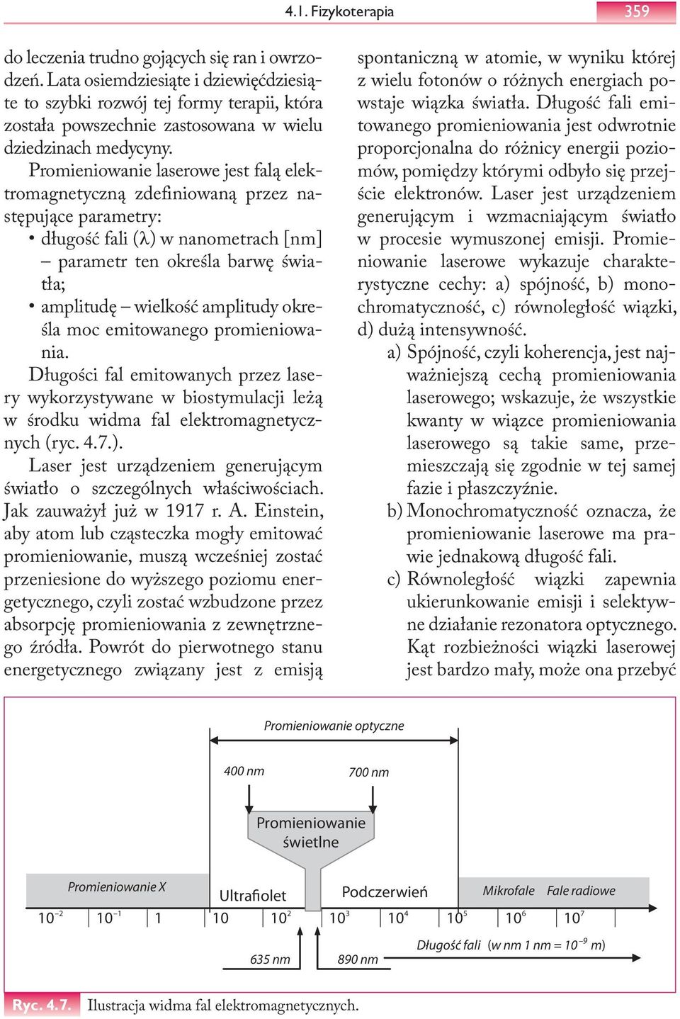 Promieniowanie laserowe jest falą elektromagnetyczną zdefiniowaną przez następujące parametry: długość fali ( λ) w nanometrach [nm] parametr ten określa barwę światła; amplitudę wielkość amplitudy