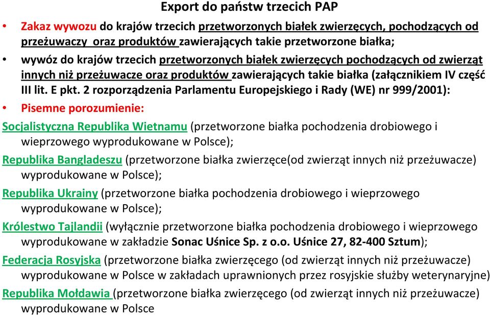 2 rozporządzenia Parlamentu Europejskiego i Rady (WE) nr 999/2001): Pisemne porozumienie: Socjalistyczna Republika Wietnamu(przetworzone białka pochodzenia drobiowego i wieprzowego wyprodukowane w