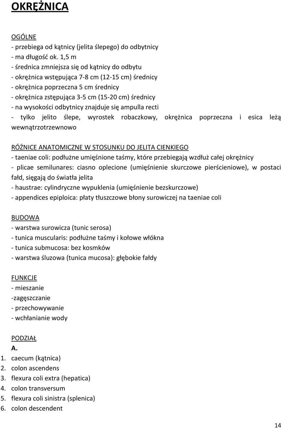 wysokości odbytnicy znajduje się ampulla recti - tylko jelito ślepe, wyrostek robaczkowy, okrężnica poprzeczna i esica leżą wewnątrzotrzewnowo RÓŻNICE ANATOMICZNE W STOSUNKU DO JELITA CIENKIEGO -