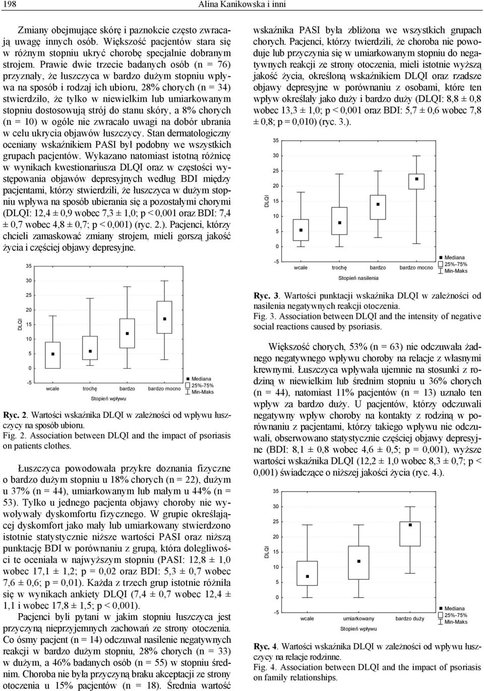 umiarkowanym stopniu dostosowują strój do stanu skóry, a 8% chorych (n = 1) w ogóle nie zwracało uwagi na dobór ubrania w celu ukrycia objawów łuszczycy.
