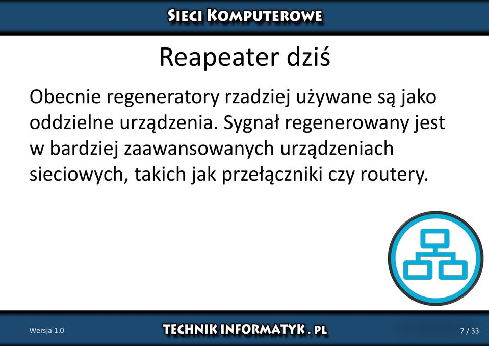 Sygnał regenerowany jest w bardziej zaawansowanych