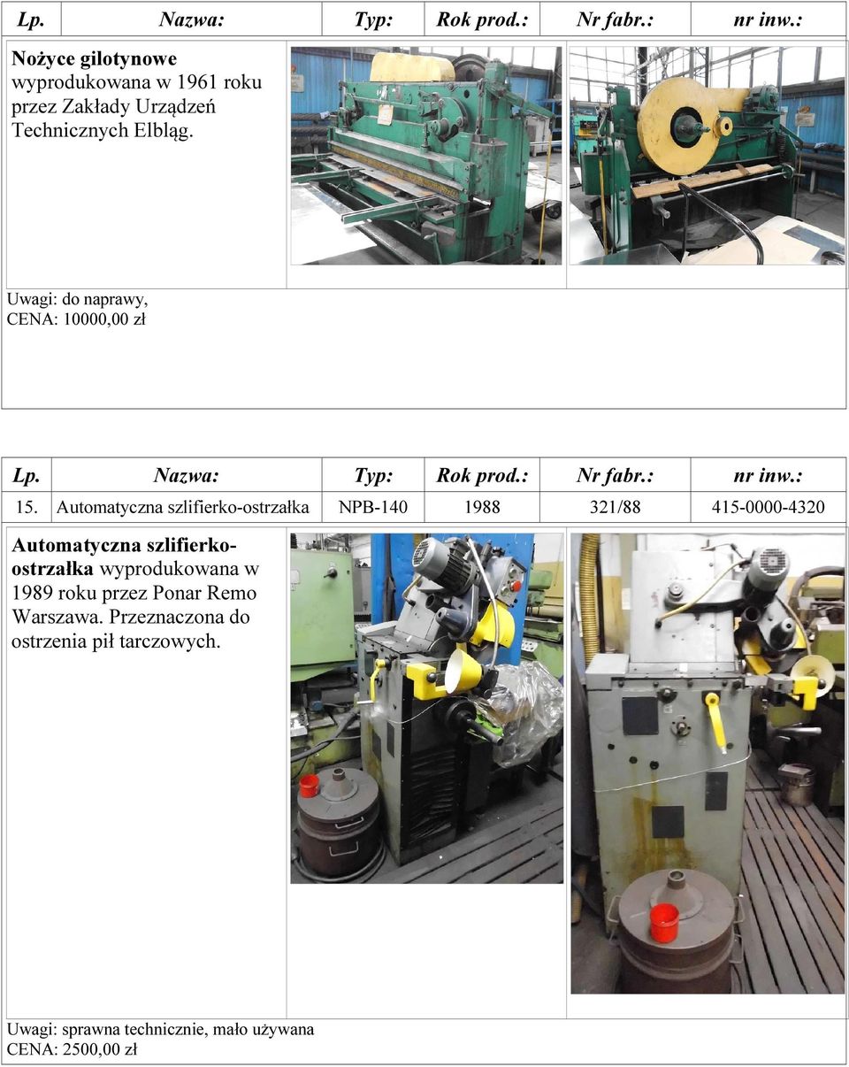 Automatyczna szlifierko-ostrzałka NPB-140 1988 321/88 415-0000-4320 Automatyczna