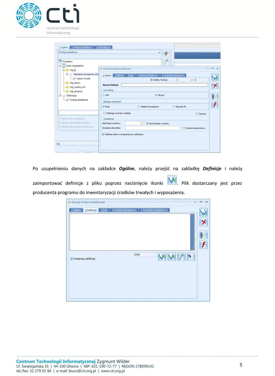 poprzez naciśnięcie ikonki producenta programu do