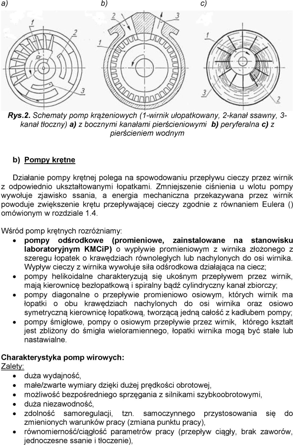 krętnej polega na spowodowaniu przepływu cieczy przez wirnik z odpowiednio ukształtowanymi łopatkami.