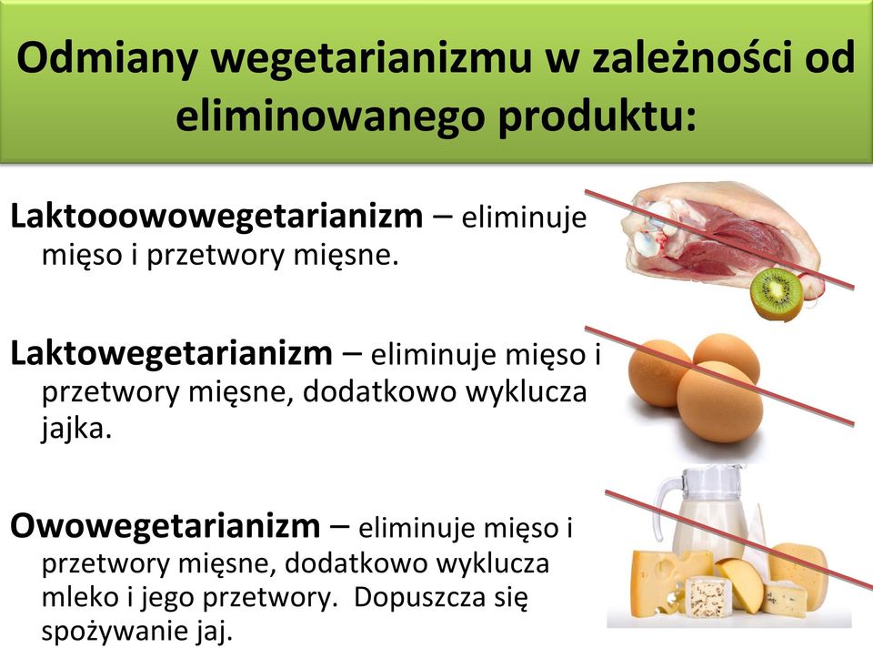 Laktowegetarianizm eliminuje mięso i przetwory mięsne, dodatkowo wyklucza jajka.