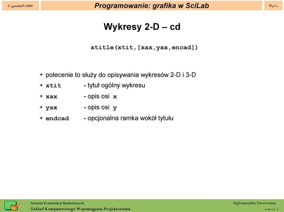 opisywania wykresów 2-D i 3-D xtit - tytuł ogólny wykresu