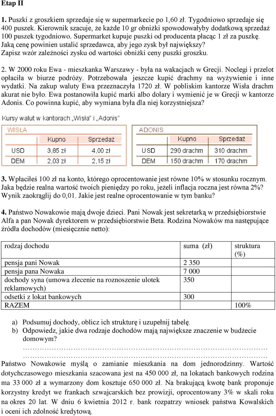 Jaką cenę powinien ustalić sprzedawca, aby jego zysk był największy? Zapisz wzór zależności zysku od wartości obniżki ceny puszki groszku. 2.