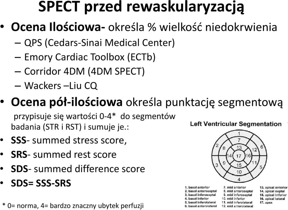 punktację segmentową przypisuje się wartości 0-4* do segmentów badania (STR i RST) i sumuje je.