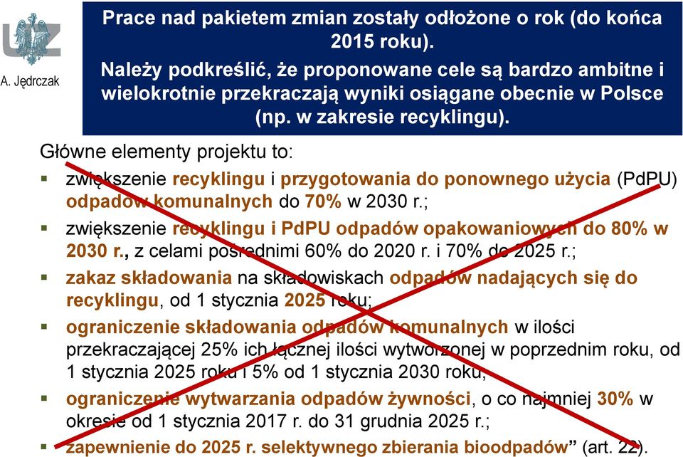 zwiększenie recyklingu i przygotowania do ponownego użycia (PdPU) odpadów komunalnych do 70% w 2030 r.; zwiększenie recyklingu i PdPU odpadów opakowaniowych do 80% w 2030 r.