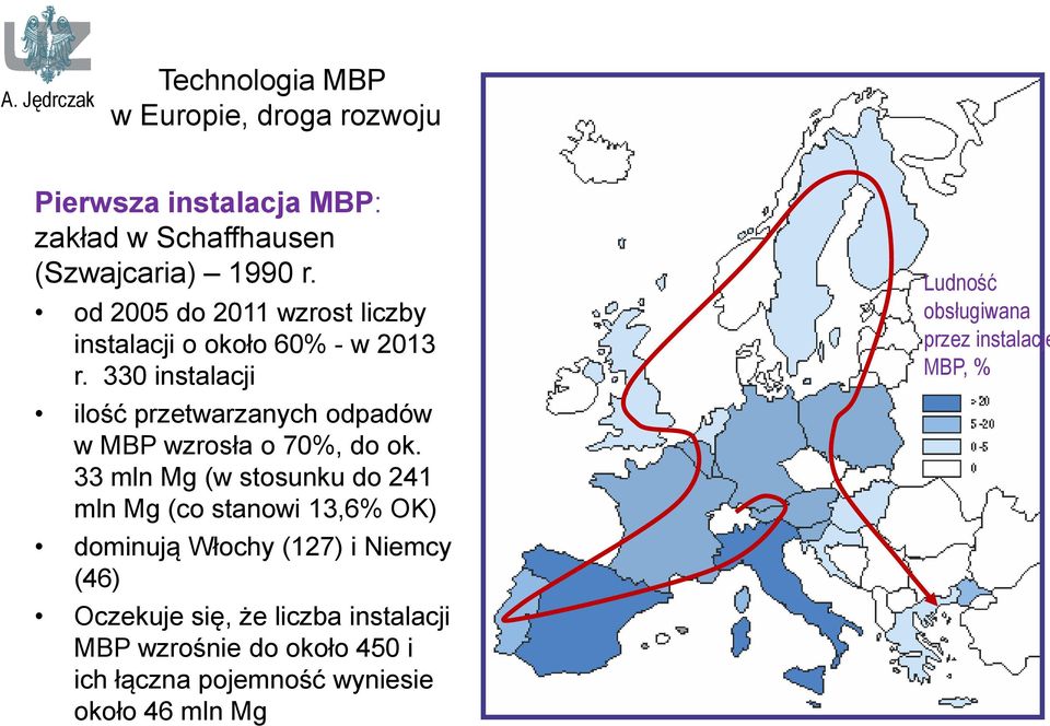 330 instalacji ilość przetwarzanych odpadów w MBP wzrosła o 70%, do ok.