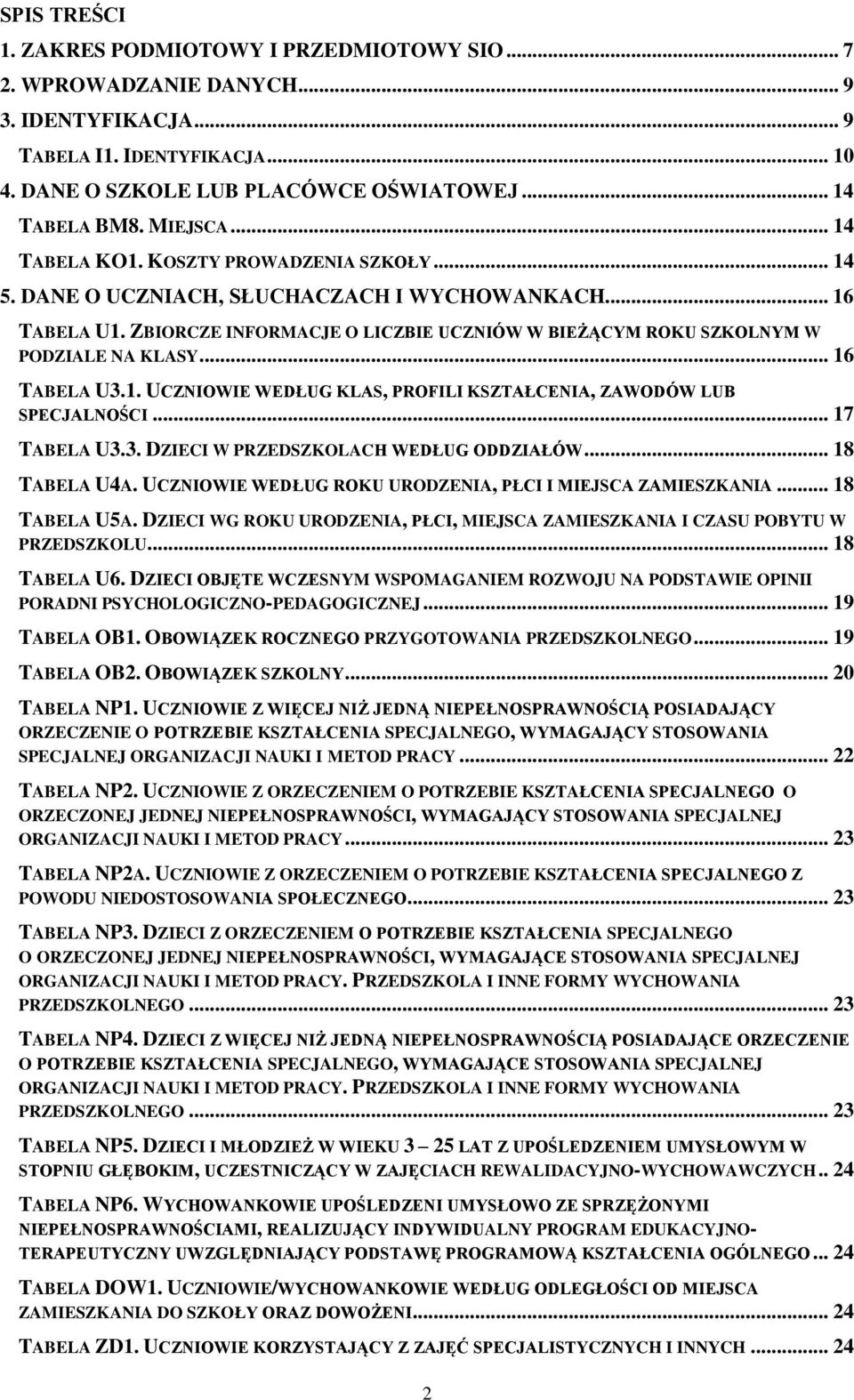 ZBIORCZE INFORMACJE O LICZBIE UCZNIÓW W BIEŻĄCYM ROKU SZKOLNYM W PODZIALE NA KLASY... 16 TABELA U3.1. UCZNIOWIE WEDŁUG KLAS, PROFILI KSZTAŁCENIA, ZAWODÓW LUB SPECJALNOŚCI... 17 TABELA U3.3. DZIECI W PRZEDSZKOLACH WEDŁUG ODDZIAŁÓW.