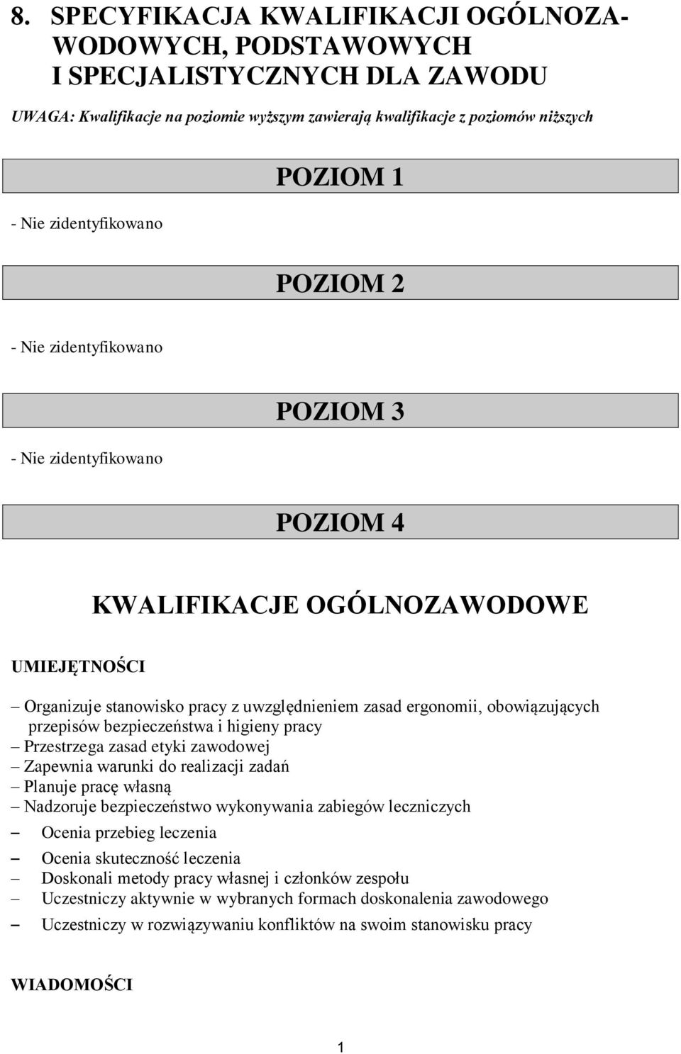 przepisów bezpieczeństwa i higieny pracy Przestrzega zasad etyki zawodowej Zapewnia warunki do realizacji zadań Planuje pracę własną Nadzoruje bezpieczeństwo wykonywania zabiegów leczniczych Ocenia