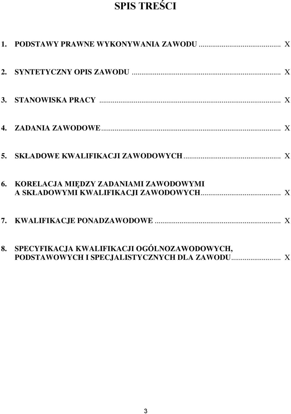KORELACJA MIĘDZY ZADANIAMI ZAWODOWYMI A SKŁADOWYMI KWALIFIKACJI ZAWODOWYCH... X 7.