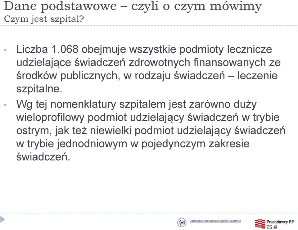 publicznych, w rodzaju świadczeń leczenie szpitalne.