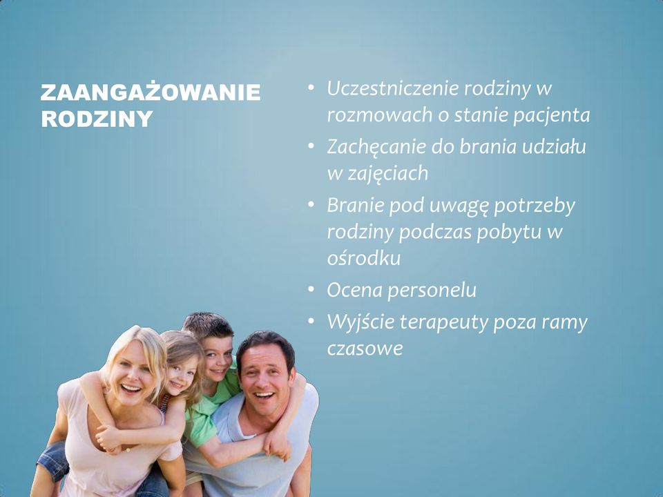 zajęciach Branie pod uwagę potrzeby rodziny podczas