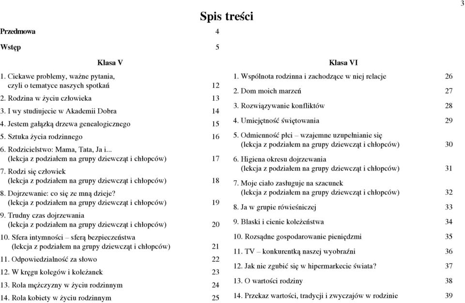 Rodzi się człowiek (lekcja z podziałem na grupy dziewcząt i chłopców) 18 8. Dojrzewanie: co się ze mną dzieje? (lekcja z podziałem na grupy dziewcząt i chłopców) 19 9.