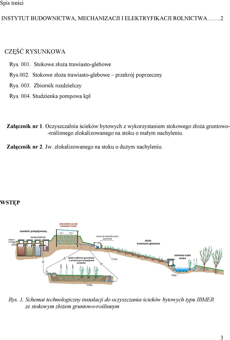 Oczyszczalnia ścieków bytowych z wykorzystaniem stokowego złoża gruntowo-roślinnego zlokalizowanego na stoku o małym nachyleniu. Załącznik nr 2. Jw.