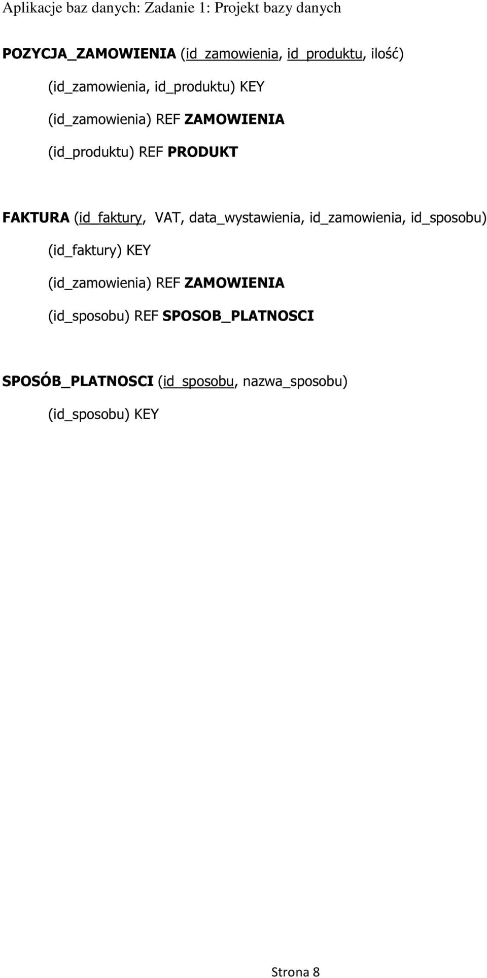 data_wystawienia, id_zamowienia, id_sposobu) (id_faktury) KEY (id_zamowienia) REF