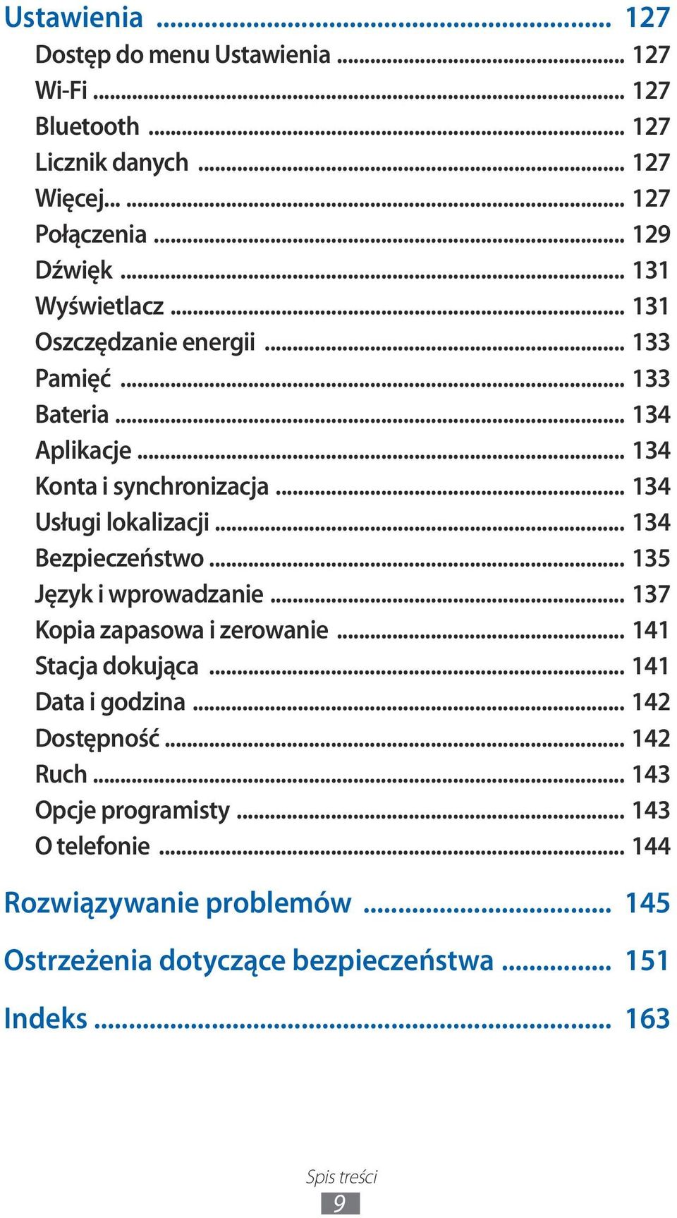 .. 34 Bezpieczeństwo... 35 Język i wprowadzanie... 37 Kopia zapasowa i zerowanie... 4 Stacja dokująca... 4 Data i godzina... 42 Dostępność.