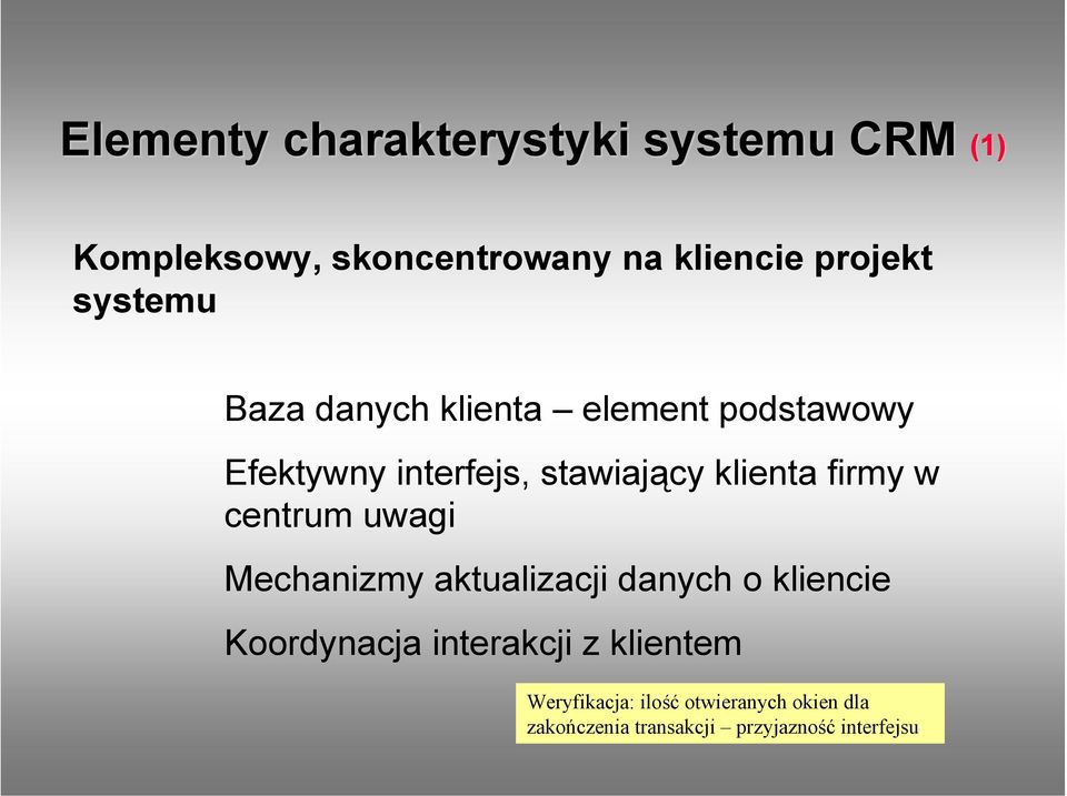 firmy w centrum uwagi Mechanizmy aktualizacji danych o kliencie Koordynacja interakcji z