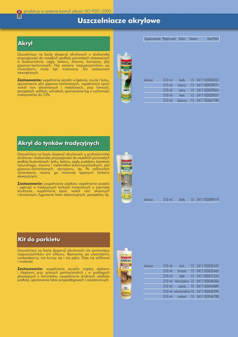 Zastosowanie: wype nianie szczelin w betonie, murze i tynku, spoinowanie p yt gipsowo-kartonowych, wype nianie spoin wokó ram drewnianych i metalowych, przy listwach, parapetach, sufitach, schodach,