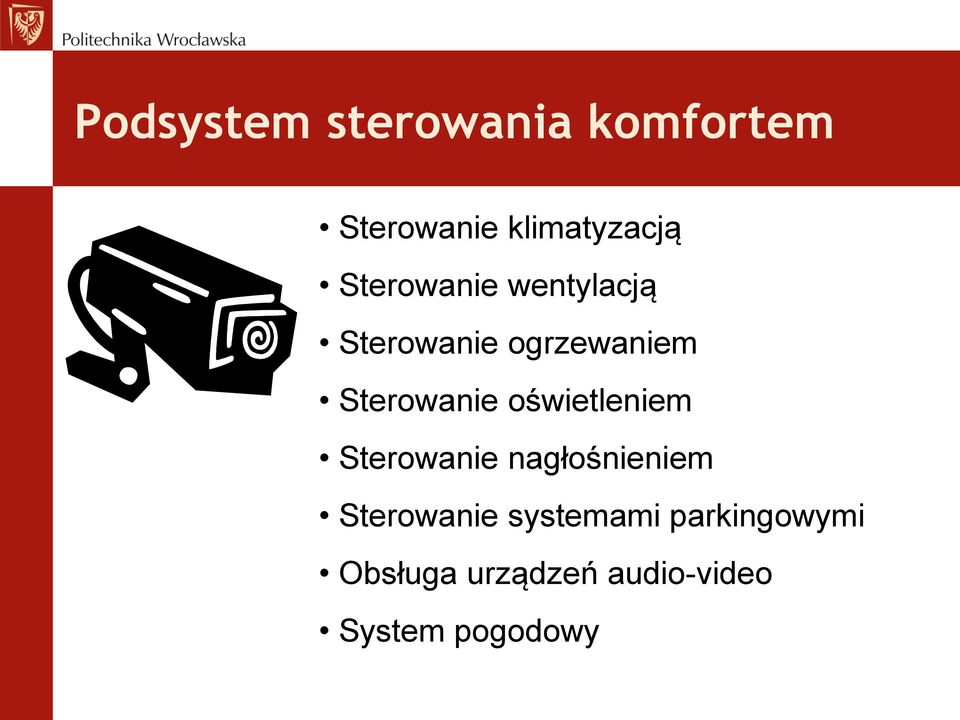 oświetleniem Sterowanie nagłośnieniem Sterowanie