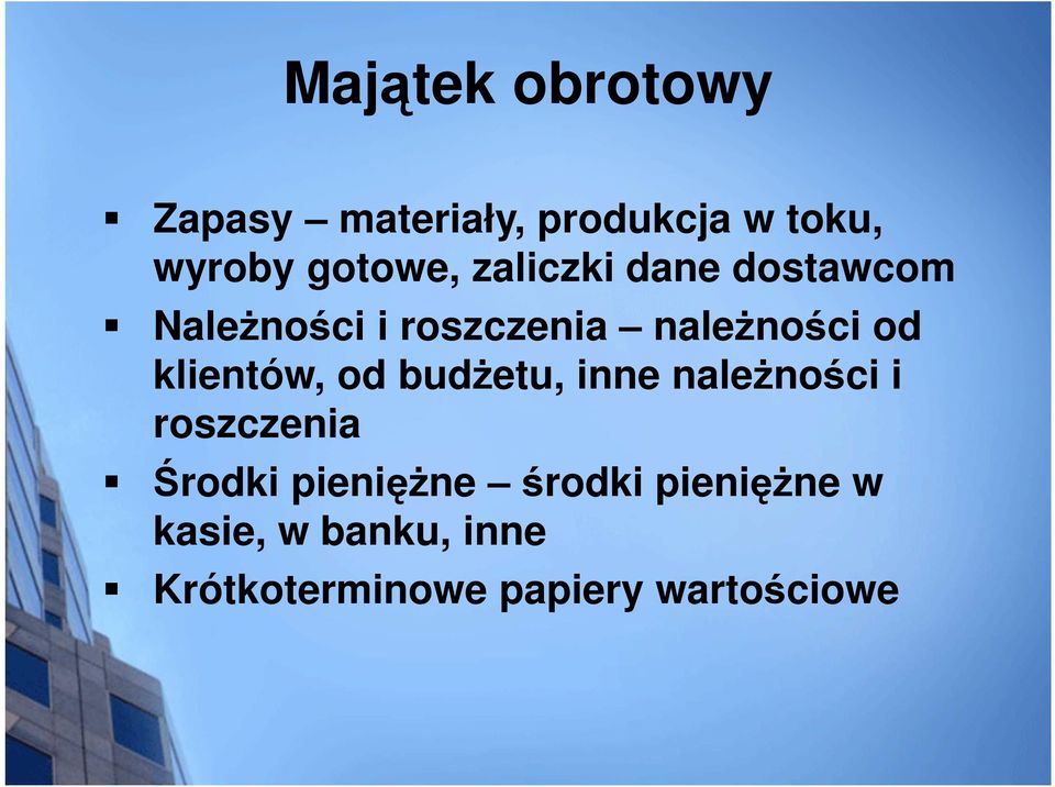 klientów, od budżetu, inne należności i roszczenia Środki pieniężne