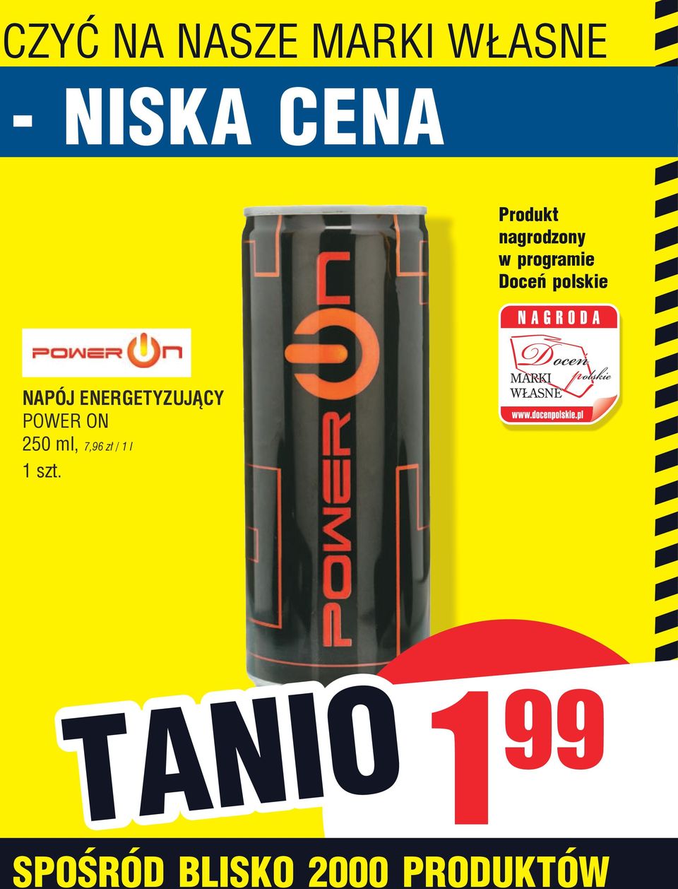 polskie NAPÓJ ENERGETYZUJĄCY POWER ON 250