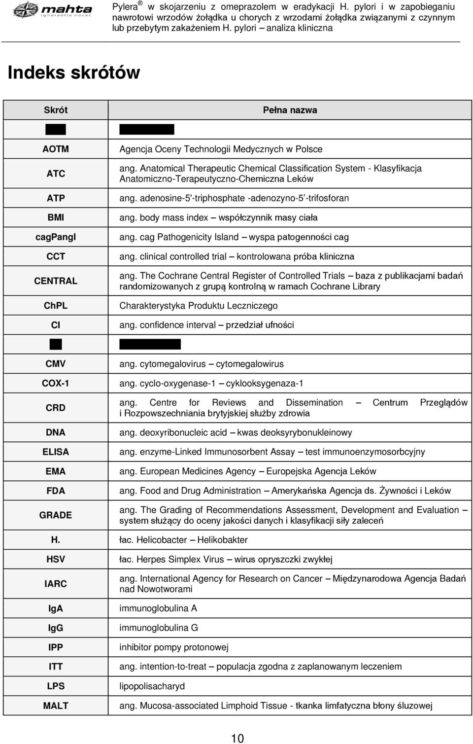 Anatomical Therapeutic Chemical Classification System - Klasyfikacja Anatomiczno-Terapeutyczno-Chemiczna Leków ang. adenosine-5'-triphosphate -adenozyno-5 -trifosforan ang.