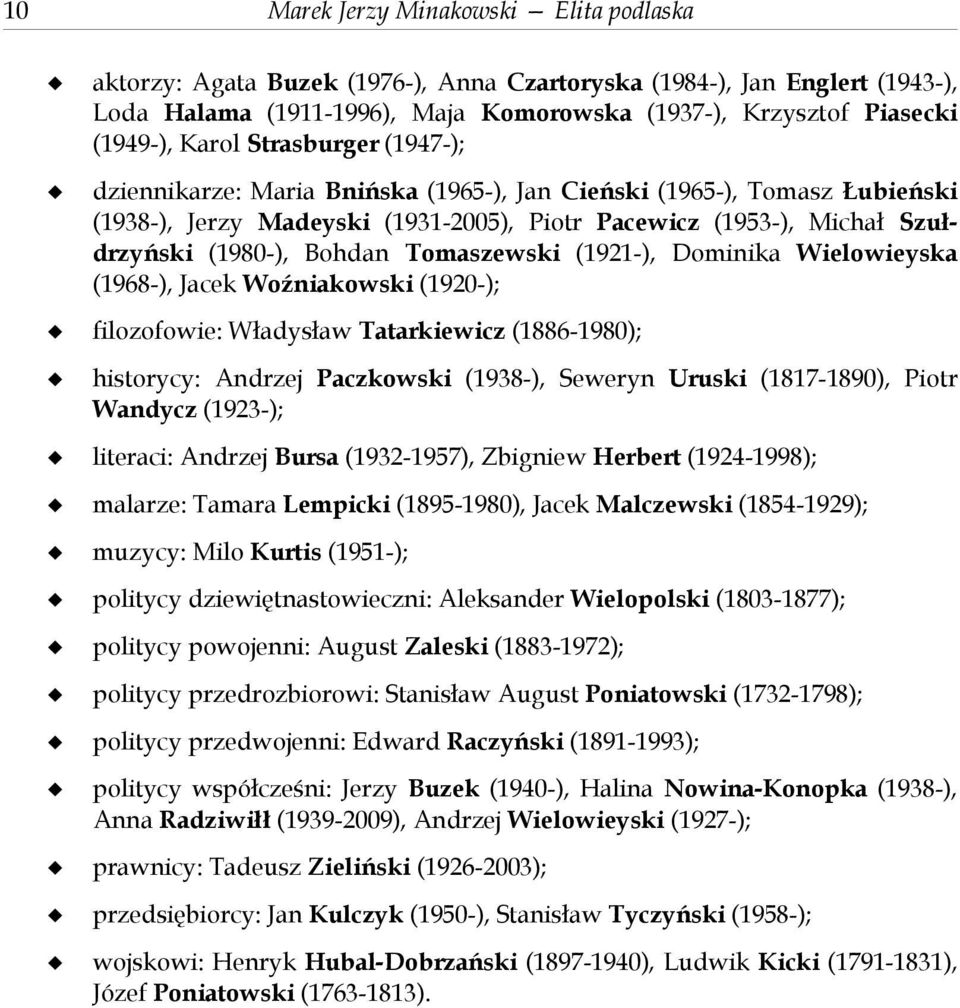 Tomaszewski (1921-), Dominika Wielowieyska (1968-), Jacek Woźniakowski (1920-); filozofowie: Władysław Tatarkiewicz (1886-1980); historycy: Andrzej Paczkowski (1938-), Seweryn Uruski (1817-1890),